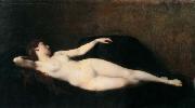 Jean-Jacques Henner Woman on a black divan, oil painting reproduction